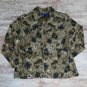 Boho Floral Soft Snap Button Down Front Long Sleeve Blazer Suit Top Jacket